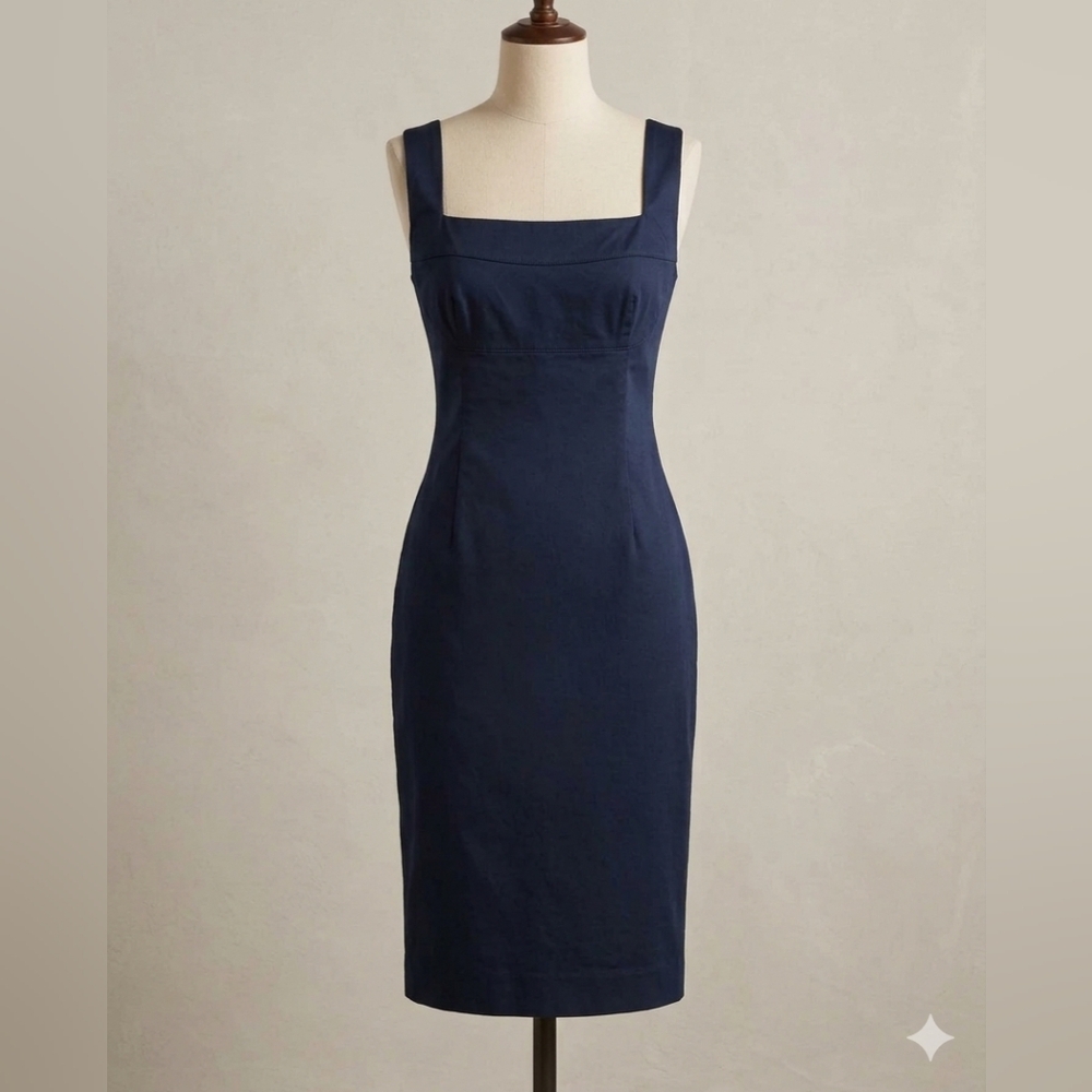 Gio Guerreri Navy Dress 48 Made in Italy Minimalist Tailored Euro Summer